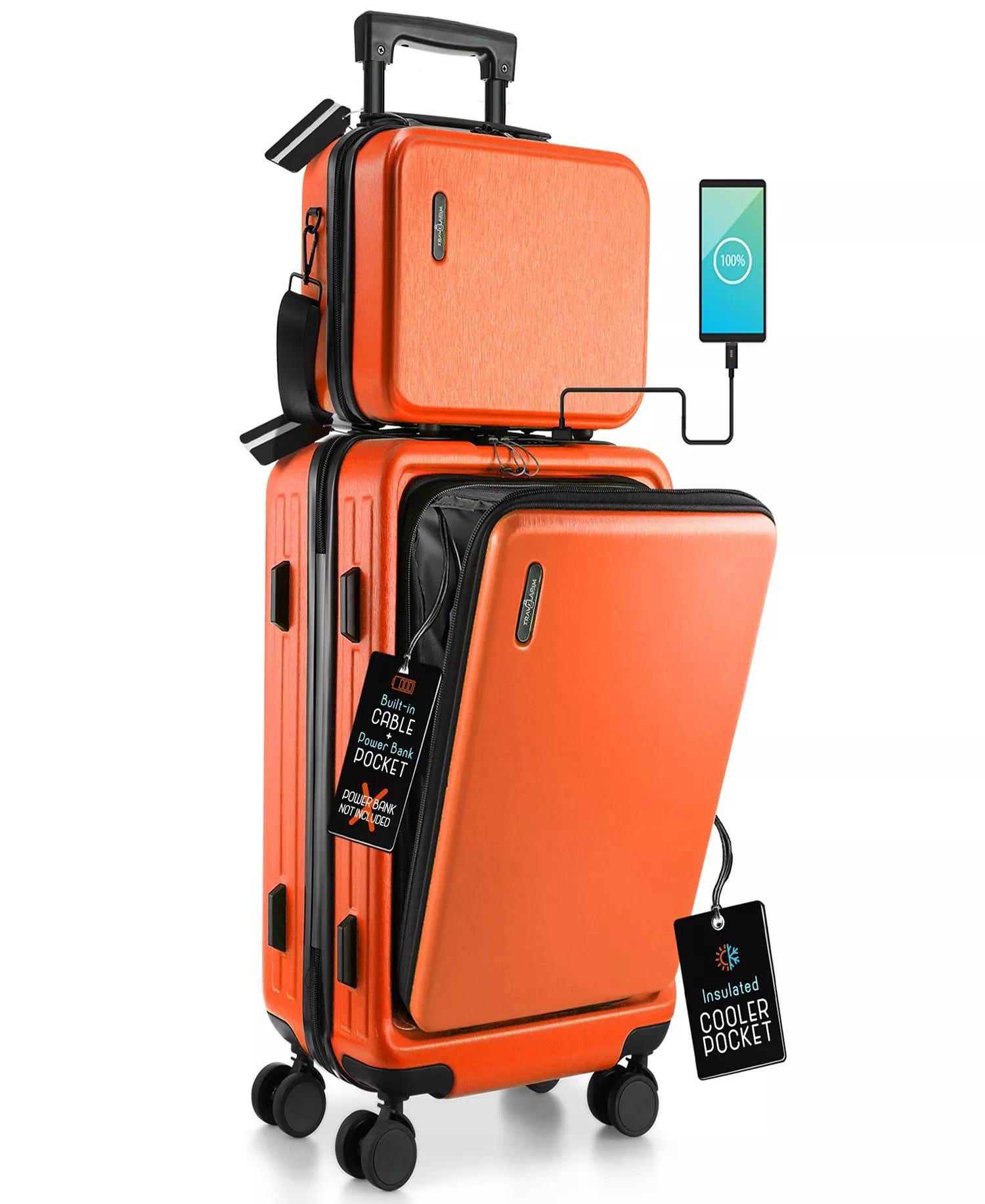 Travel Arim 2-Piece Hard Carry-On Orange