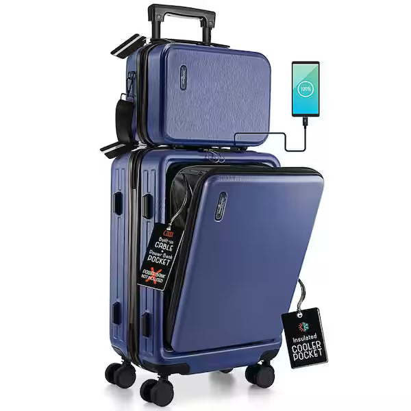 2 Piece Hard Shell Travel Arim Luggage Navy