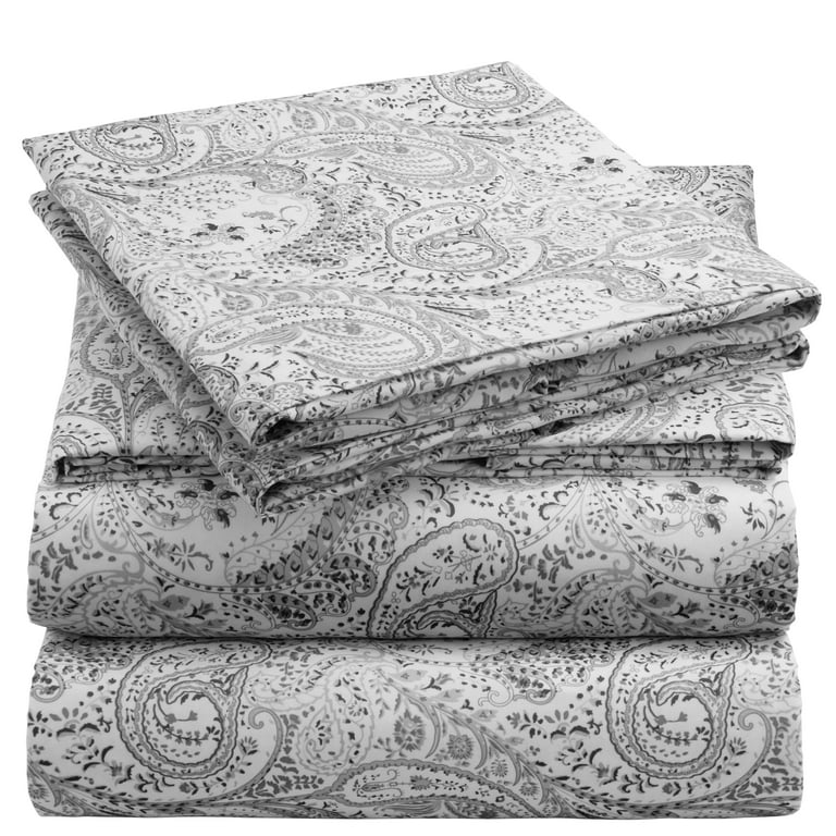 Mellanni Paisley Gray King Bed Sheet