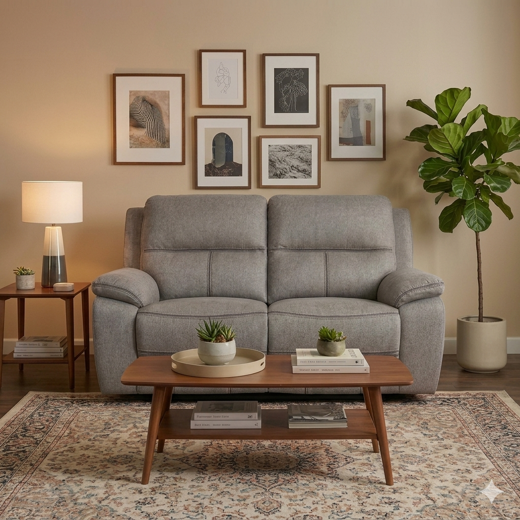 Fabric Power Reclining Sofa with Dual Recliners