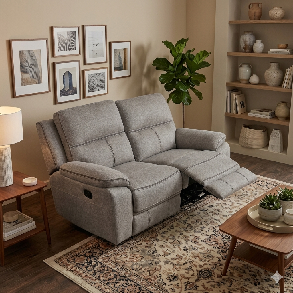 Fabric Power Reclining Sofa with Dual Recliners