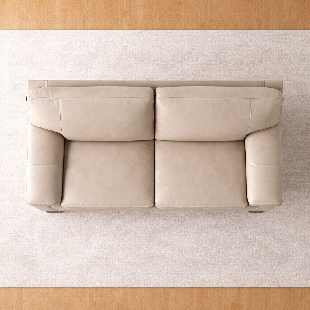 91" Leather Sofa (Beige)