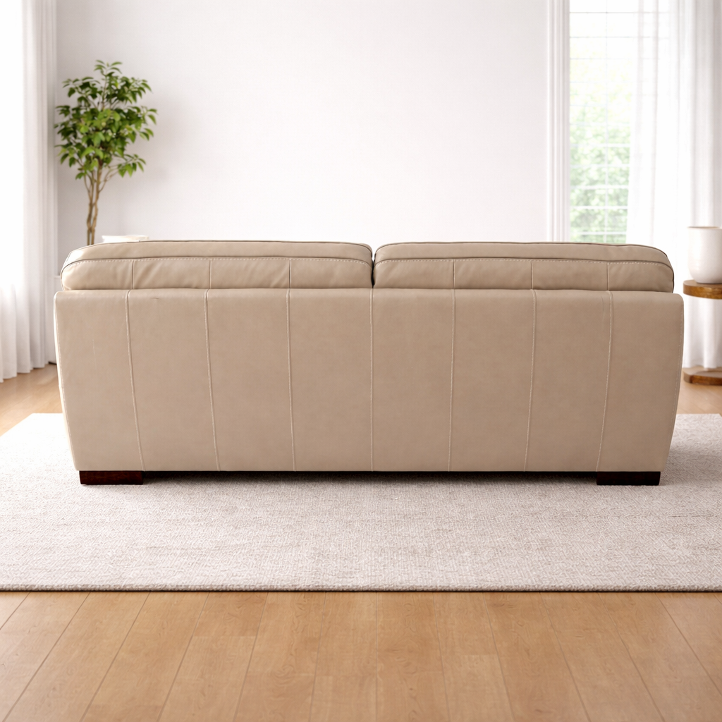 91" Leather Sofa (Beige)
