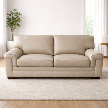 91" Leather Sofa (Beige)