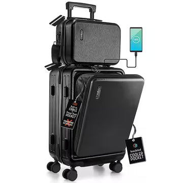 2 Piece Hard Shell Travel Arim Luggage Black