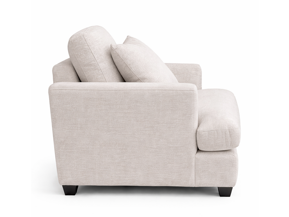 Ivory Fabric Accent Chair with Plush Cushion & Pillow