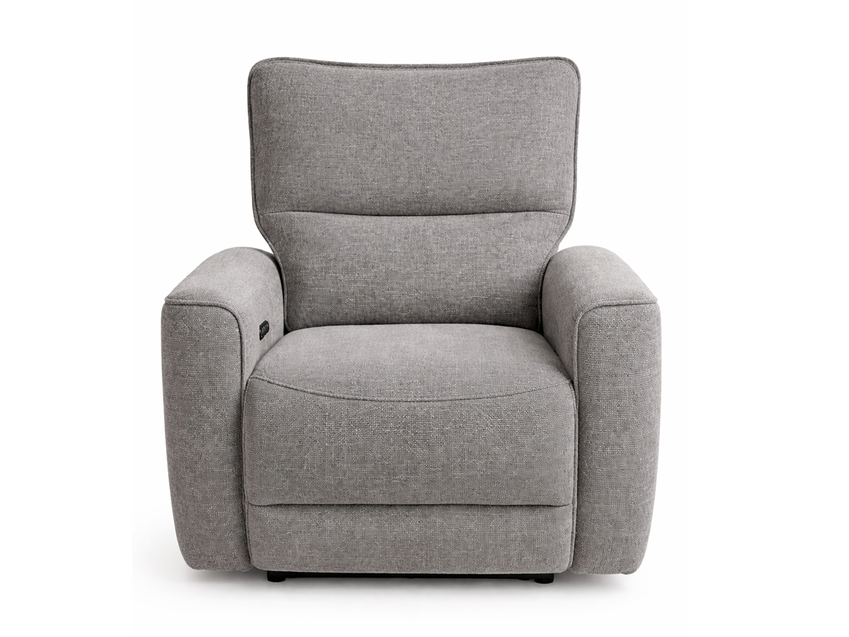 Gray Power Recliner Chair with Plush Cushioning