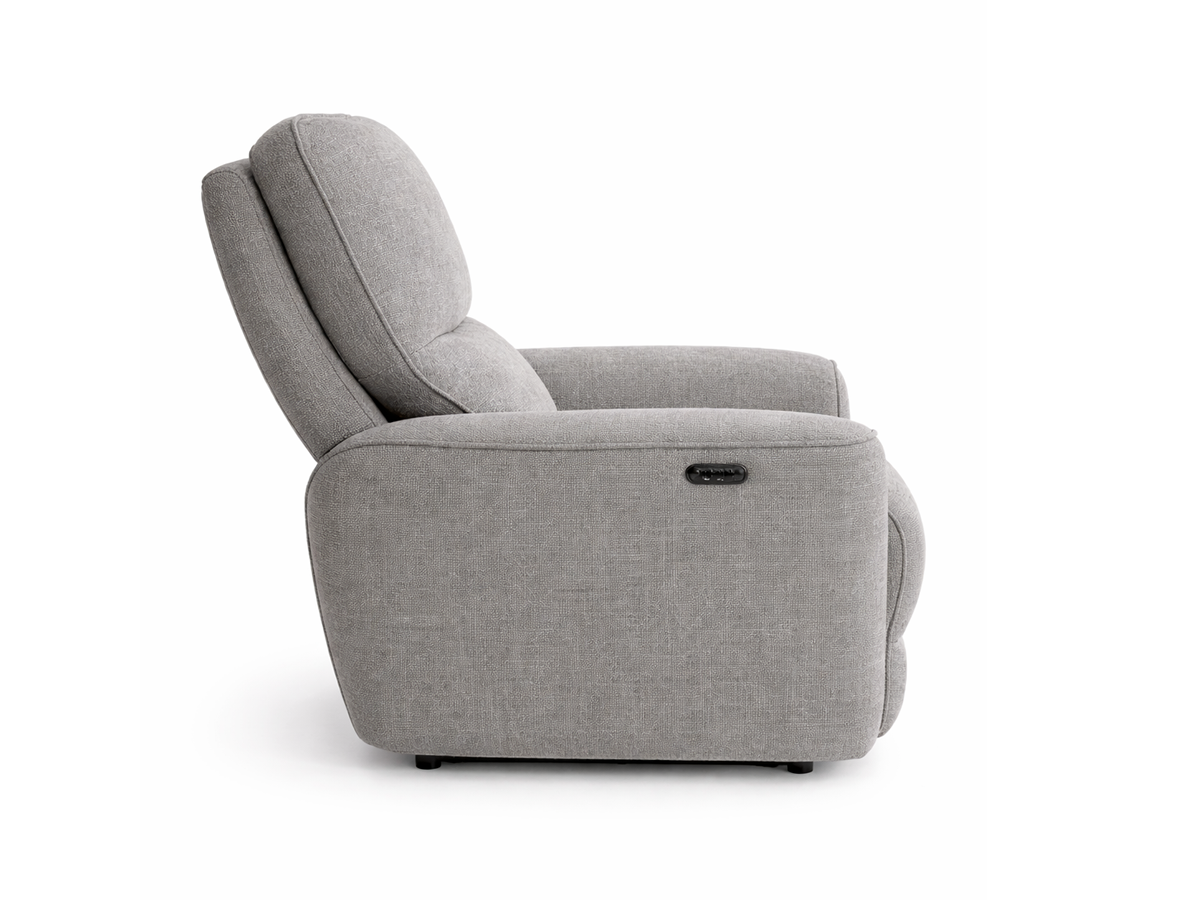 Gray Power Recliner Chair with Plush Cushioning