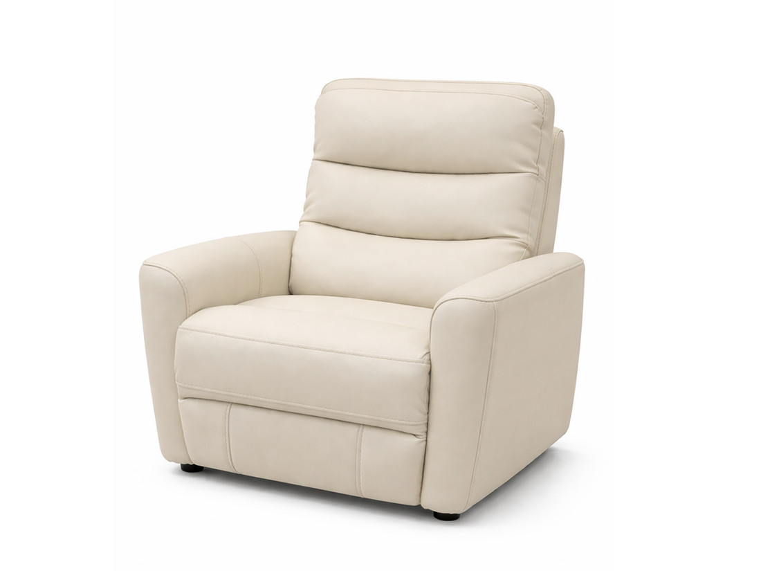 Faux Leather Ivory Power Recliner & Lift Chair
