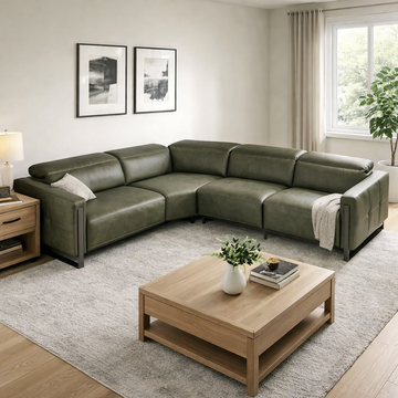 5-Piece Reclining Leather Sectional (Gray)