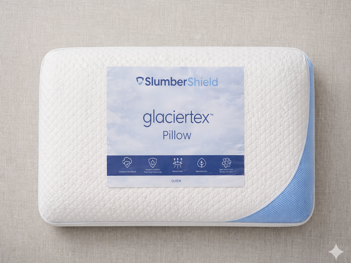 SlumberShield Glaciertex™ Cooling Pillow, White