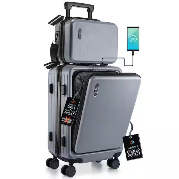 2 Piece Hard Shell Travel Arim Luggage Gray
