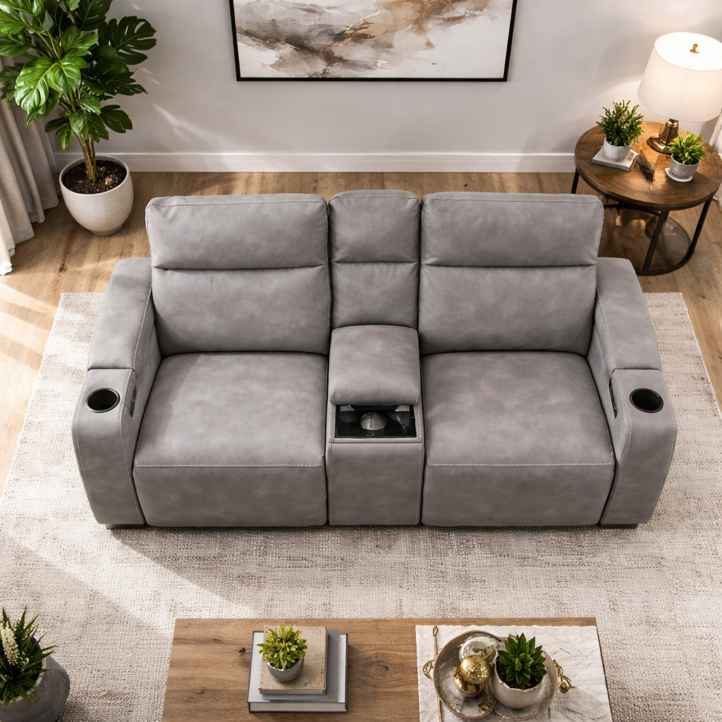 74" Reclining Fabric Loveseat (Gray)