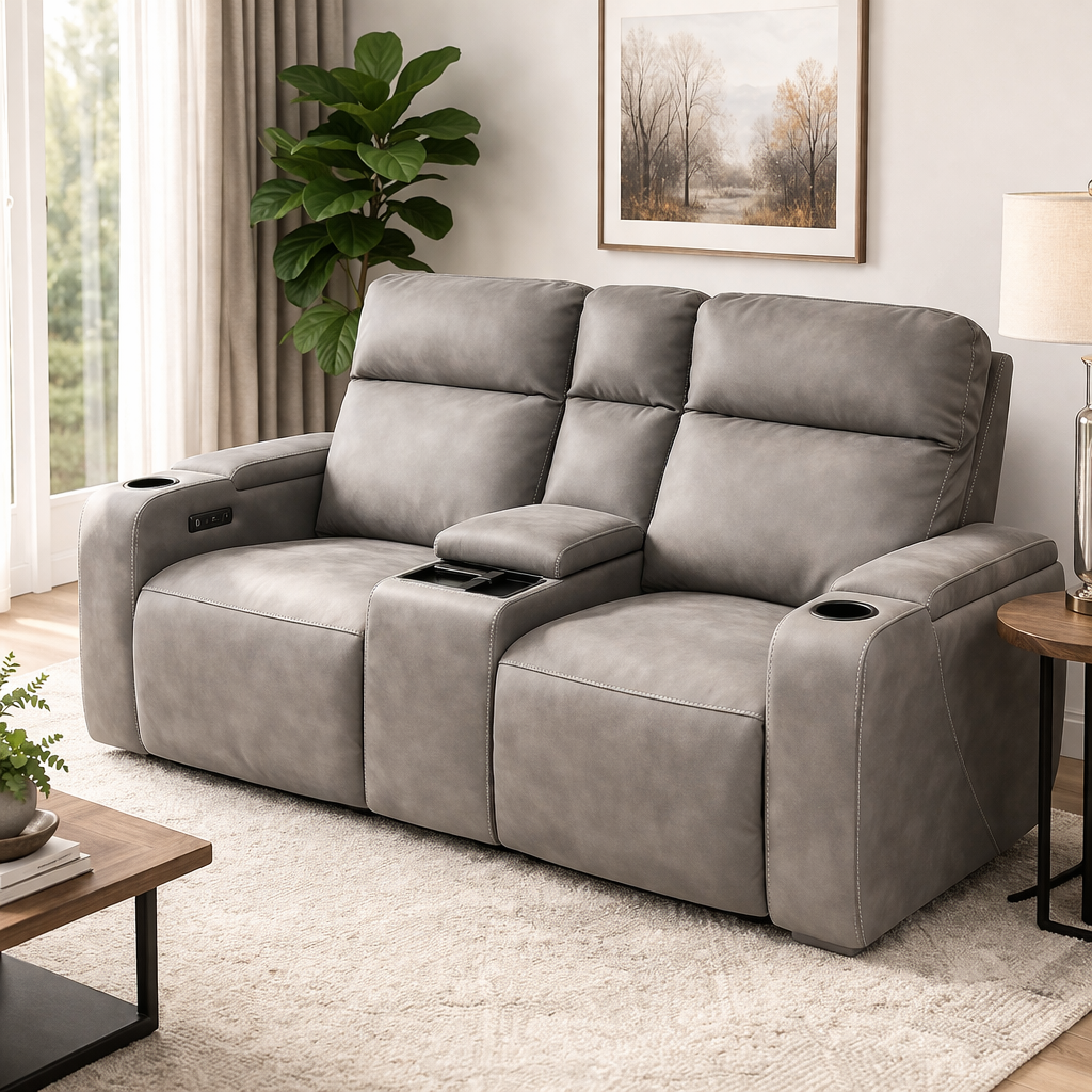 74" Reclining Fabric Loveseat (Gray)