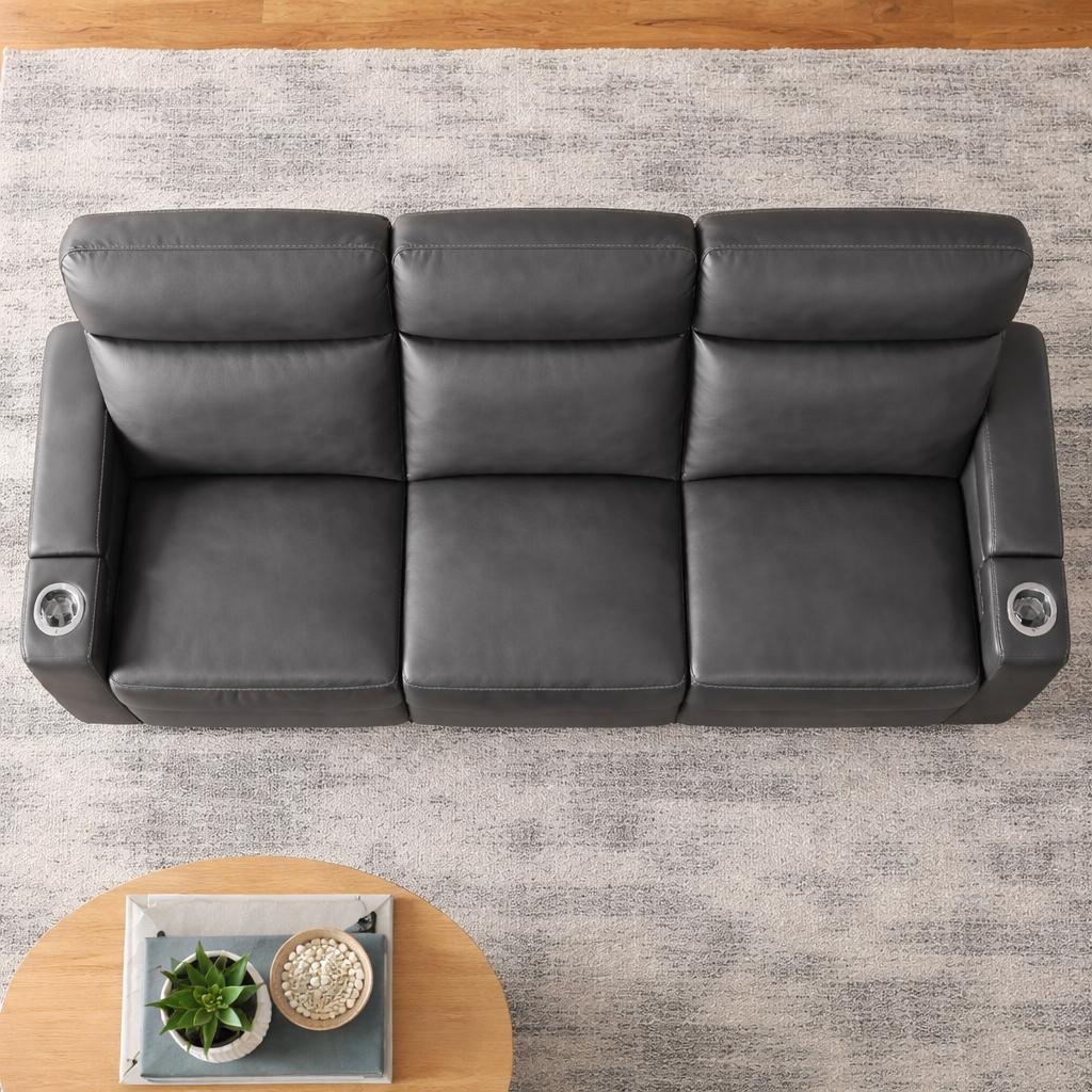 84" Leather Sofa (Charcoal Gray)