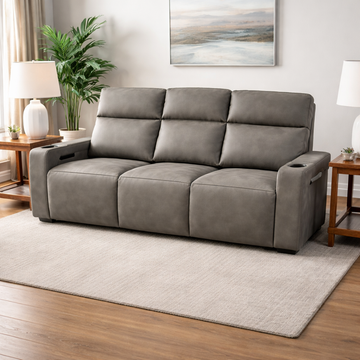 84" Power Reclining Leather Sofa (Gray)