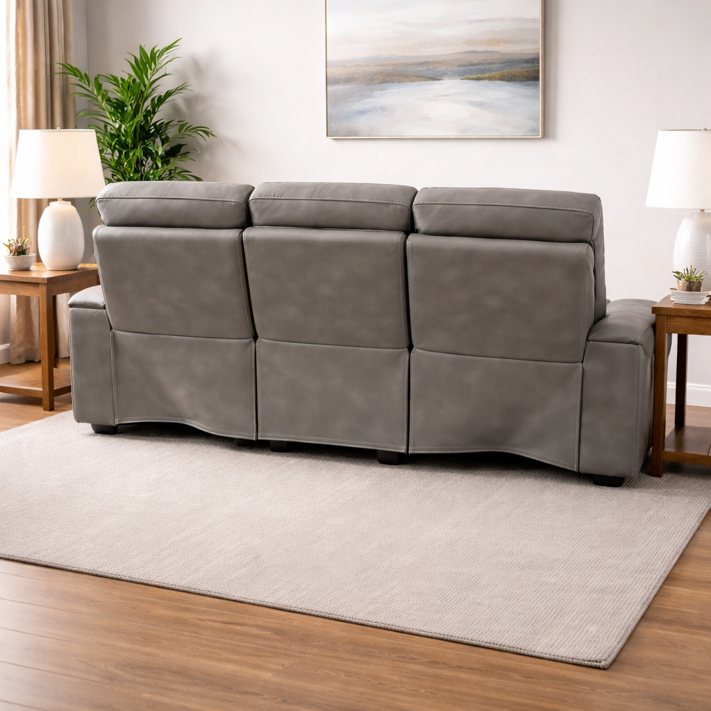 84" Power Reclining Leather Sofa (Gray)