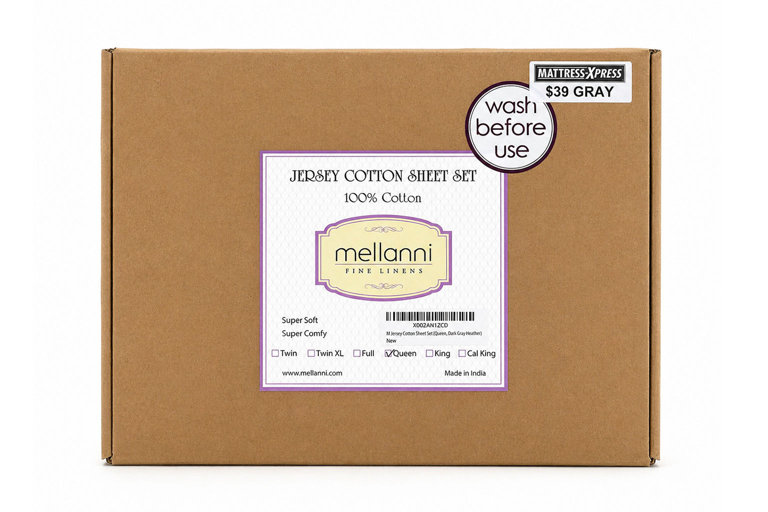 Jersey Cotton Sheet Set – 100% Cotton, Deep Pocket (Queen Only)