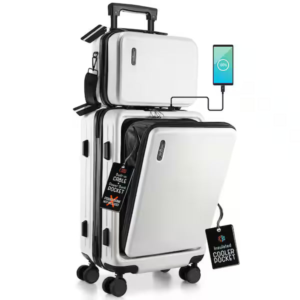 2 Piece Hard Shell Travel Arim Luggage White