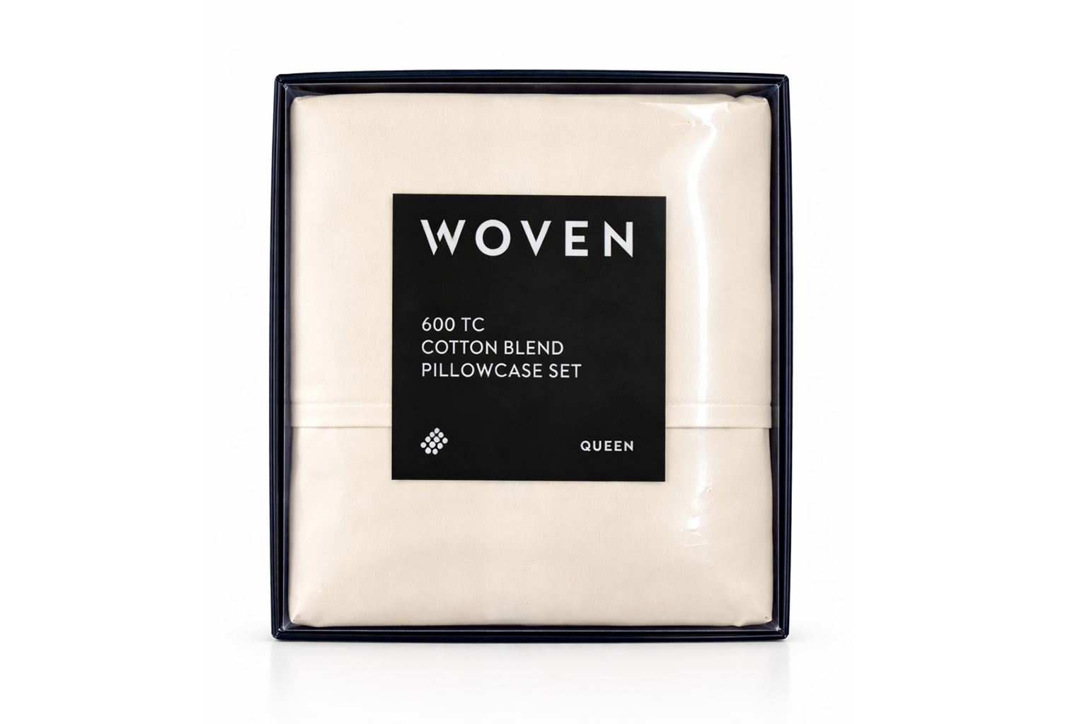 WOVEN 600 Thread Count Cotton Blend Pillowcase Set – Queen, Cream White