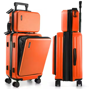 2 Piece Hard Shell Travel Arim Luggage Orange