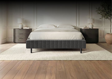 Puffy DUSK Bed Frame, Dark Gray Velvet