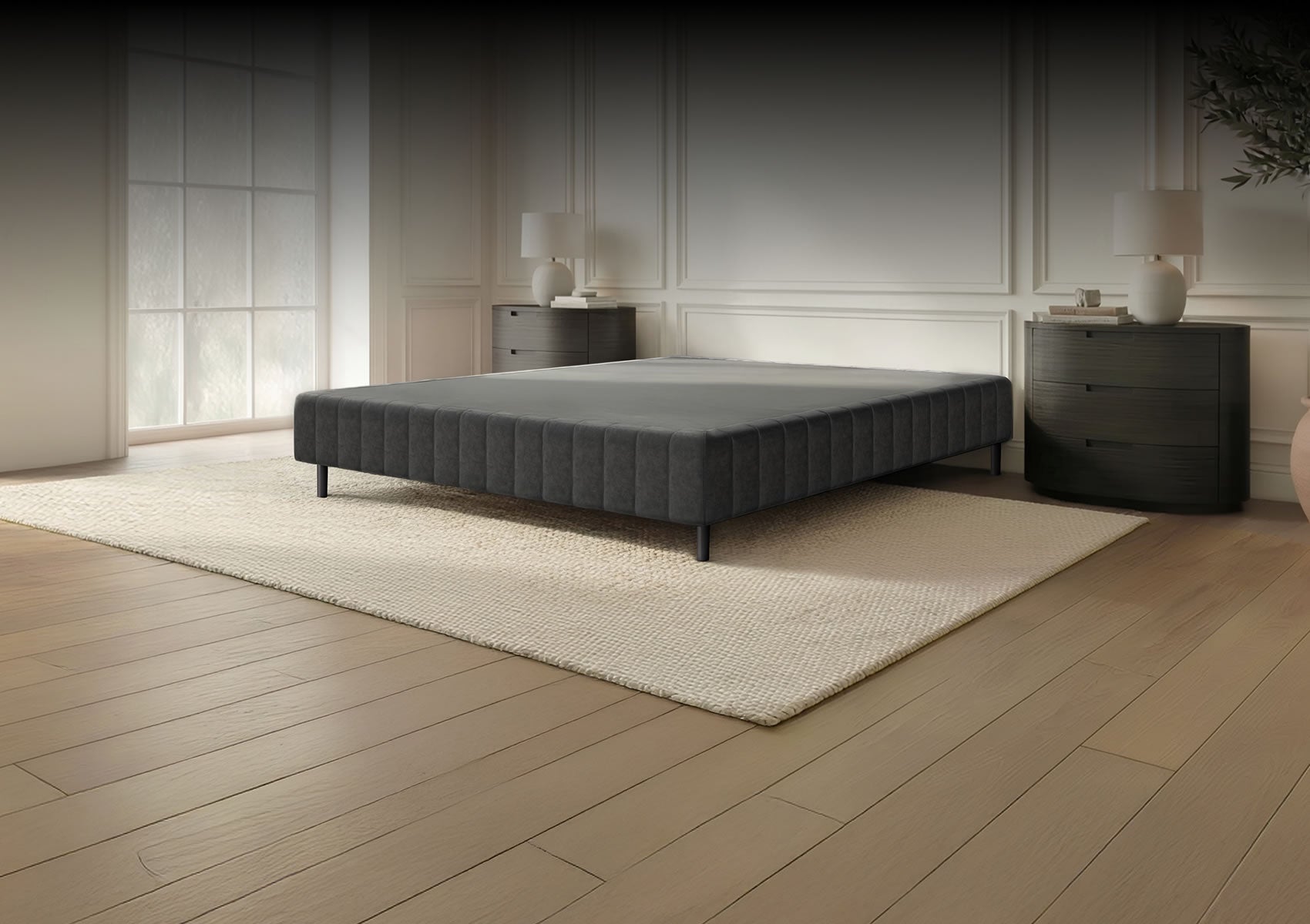 Puffy DUSK Bed Frame, Dark Gray Velvet