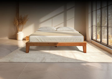 Puffy ZEN Bed Frame, Walnut Pinewood Platform Bed