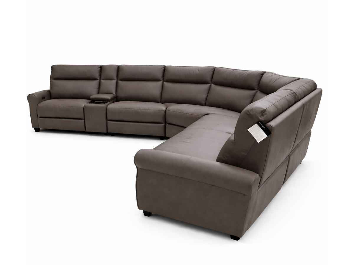 Atlas Modular Leather Sectional with Console Seating