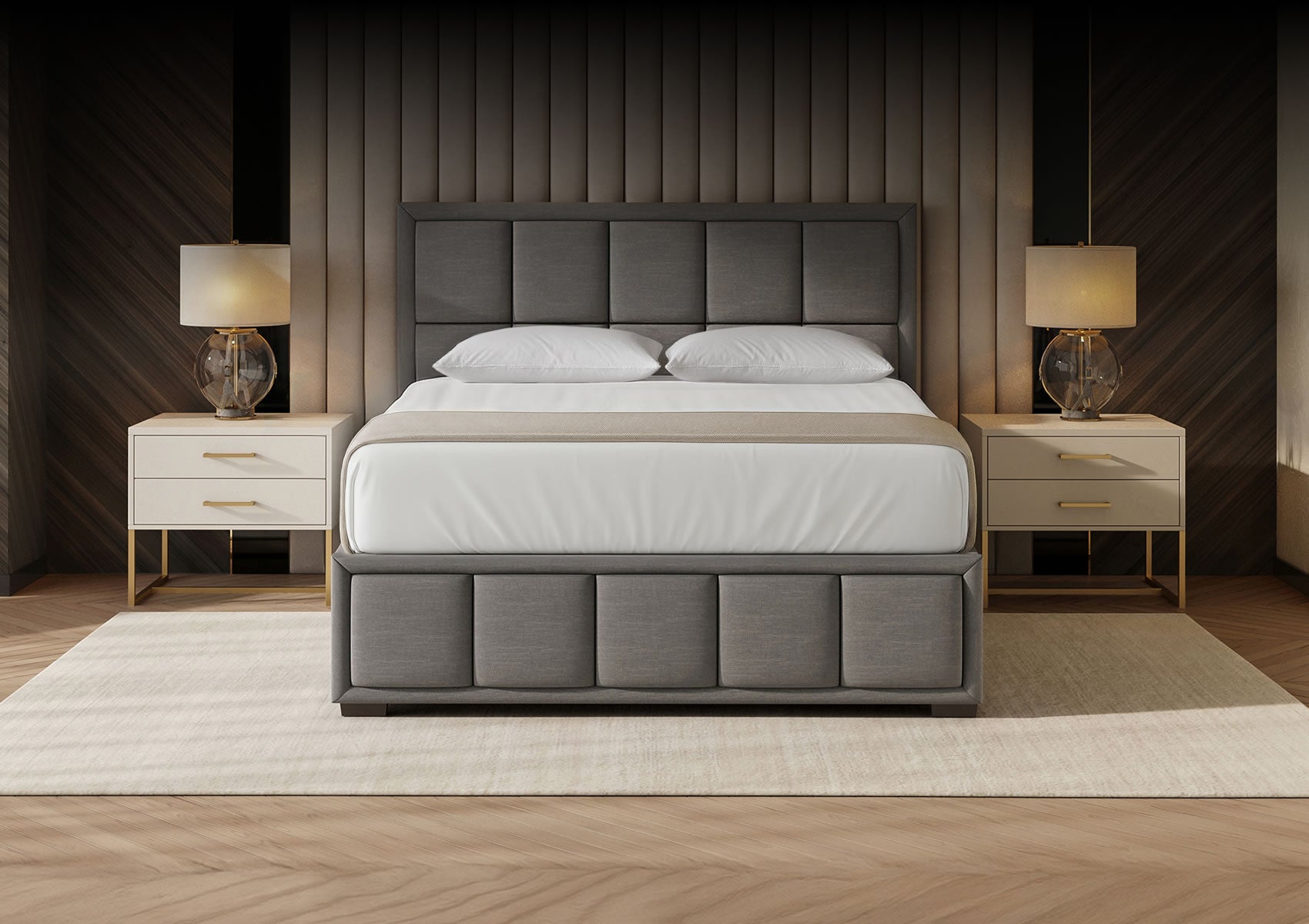 Puffy STERLING Bed Frame, Soft Gray Linen