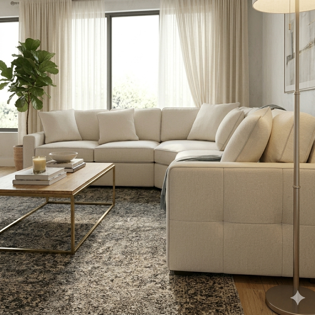 Piece Fabric Sectional with Corner Wedge