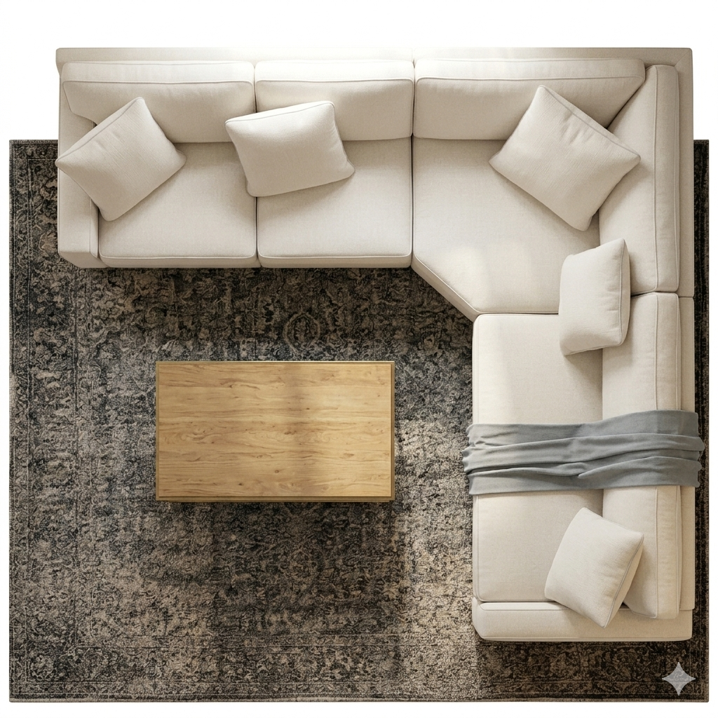 Piece Fabric Sectional with Corner Wedge