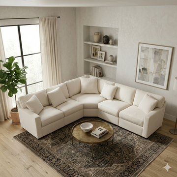 Piece Fabric Sectional with Corner Wedge