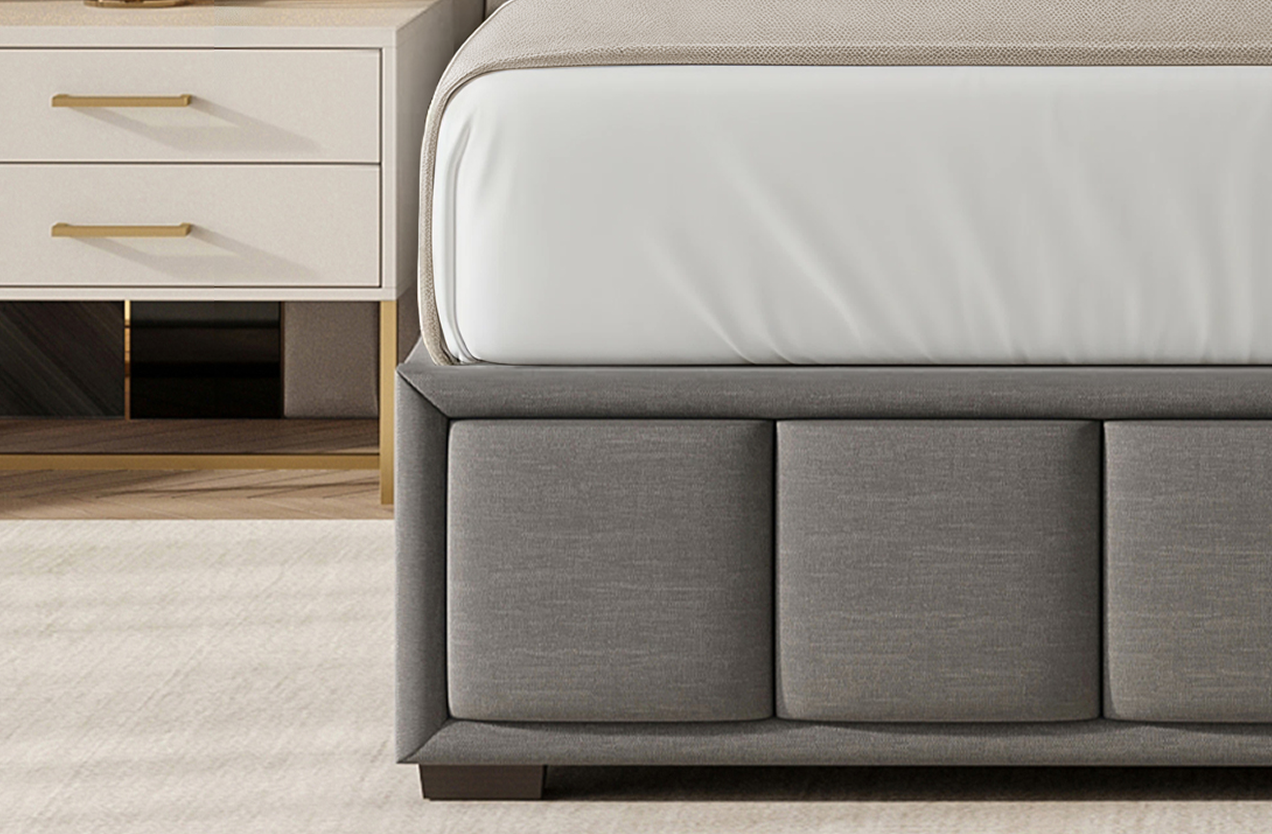 Puffy STERLING Bed Frame, Soft Gray Linen